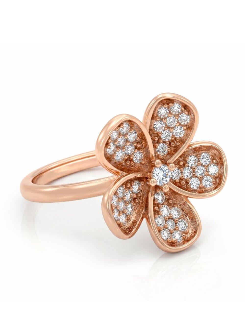Rose Gold Daisy Flower Gemstone ring, 925 Sterling Silver